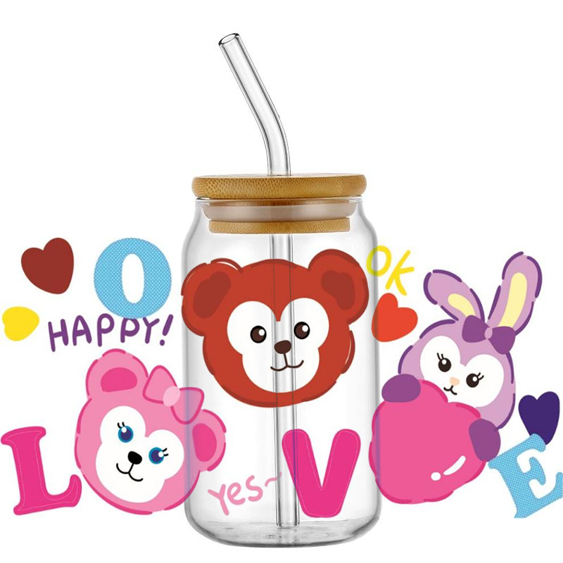 Miniso 3D Duffy Sticker 16oz UV DTF Cup Wrap Transfers Stickers Cartoon Bear Washable Custom Logo DIY Mug Sticker - Image 6
