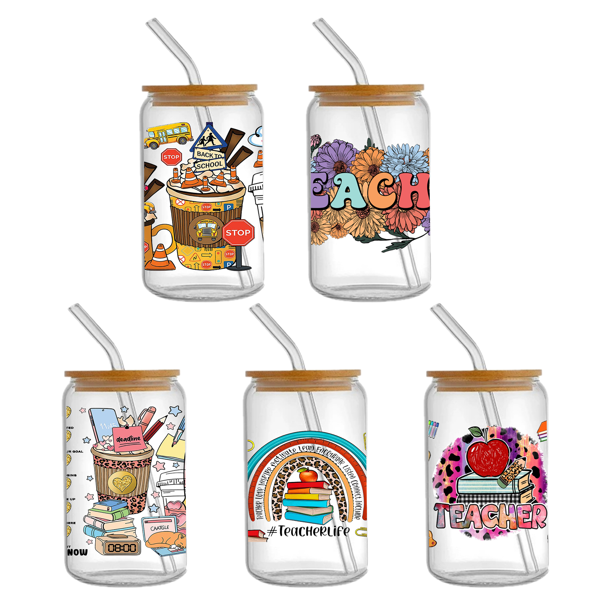 5-6pcs Rainbow Color Heart UV DTF Sticker For 16oz Cups Wrap Transfer Sticker Custom Labels DIY Logo Waterproof - Image 5