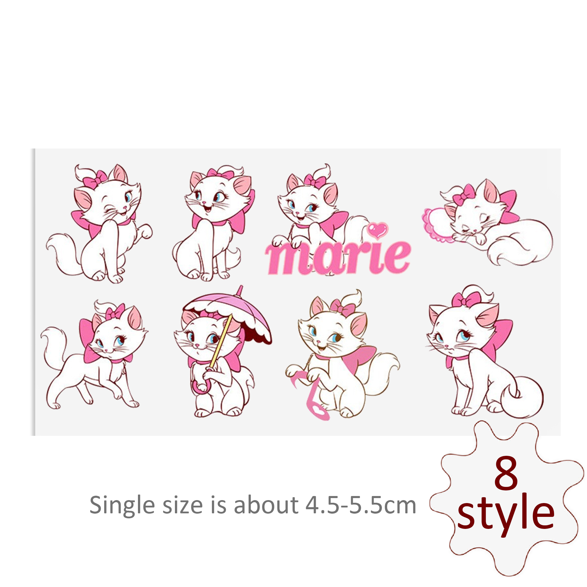 Disney Marie Cat DTF Sticker Cool Personalize UV Wrap Transfer Sticker Custom Labels Cup Liptop DIY Logo Waterproof - Image 3