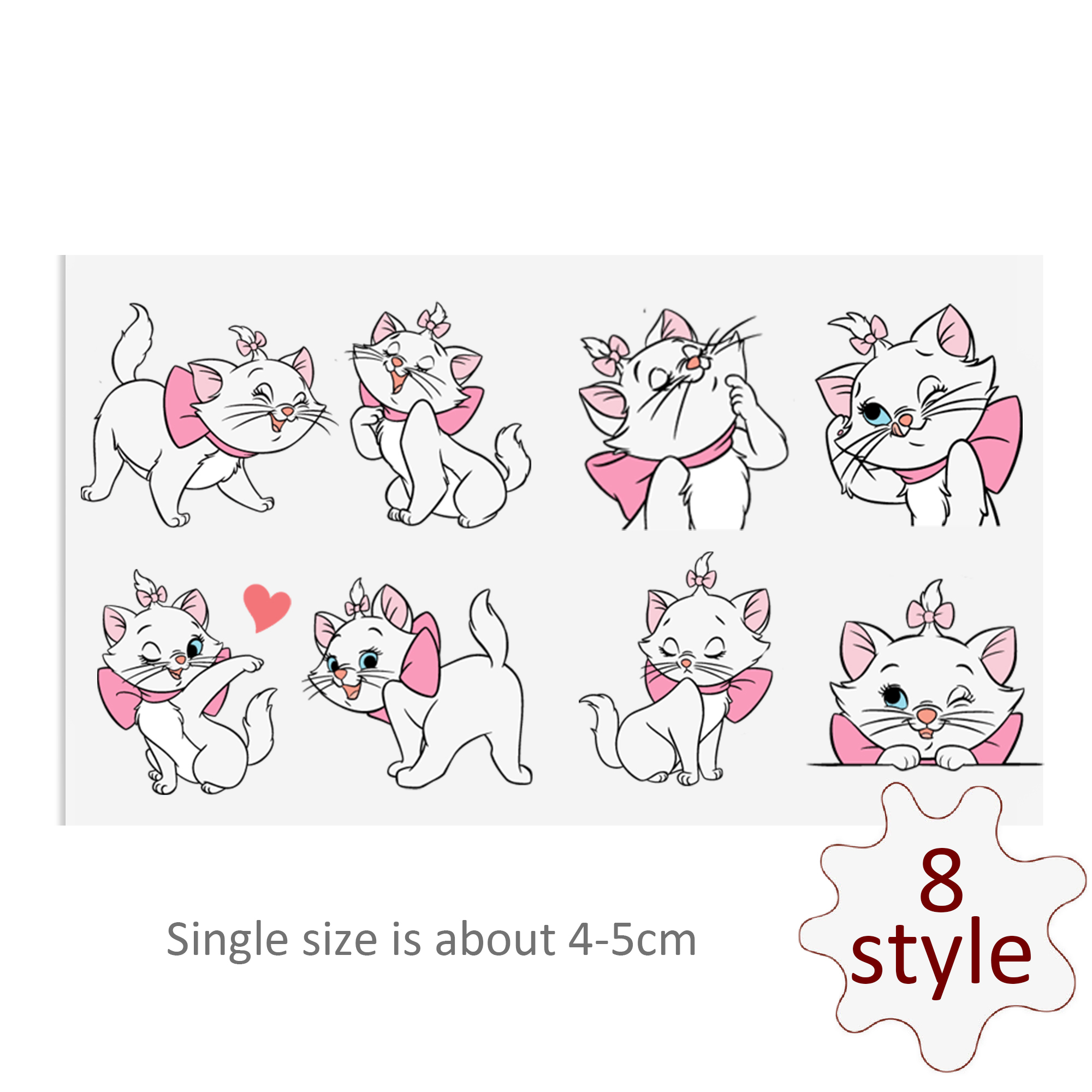 Disney Marie Cat DTF Sticker Cool Personalize UV Wrap Transfer Sticker Custom Labels Cup Liptop DIY Logo Waterproof - Image 4