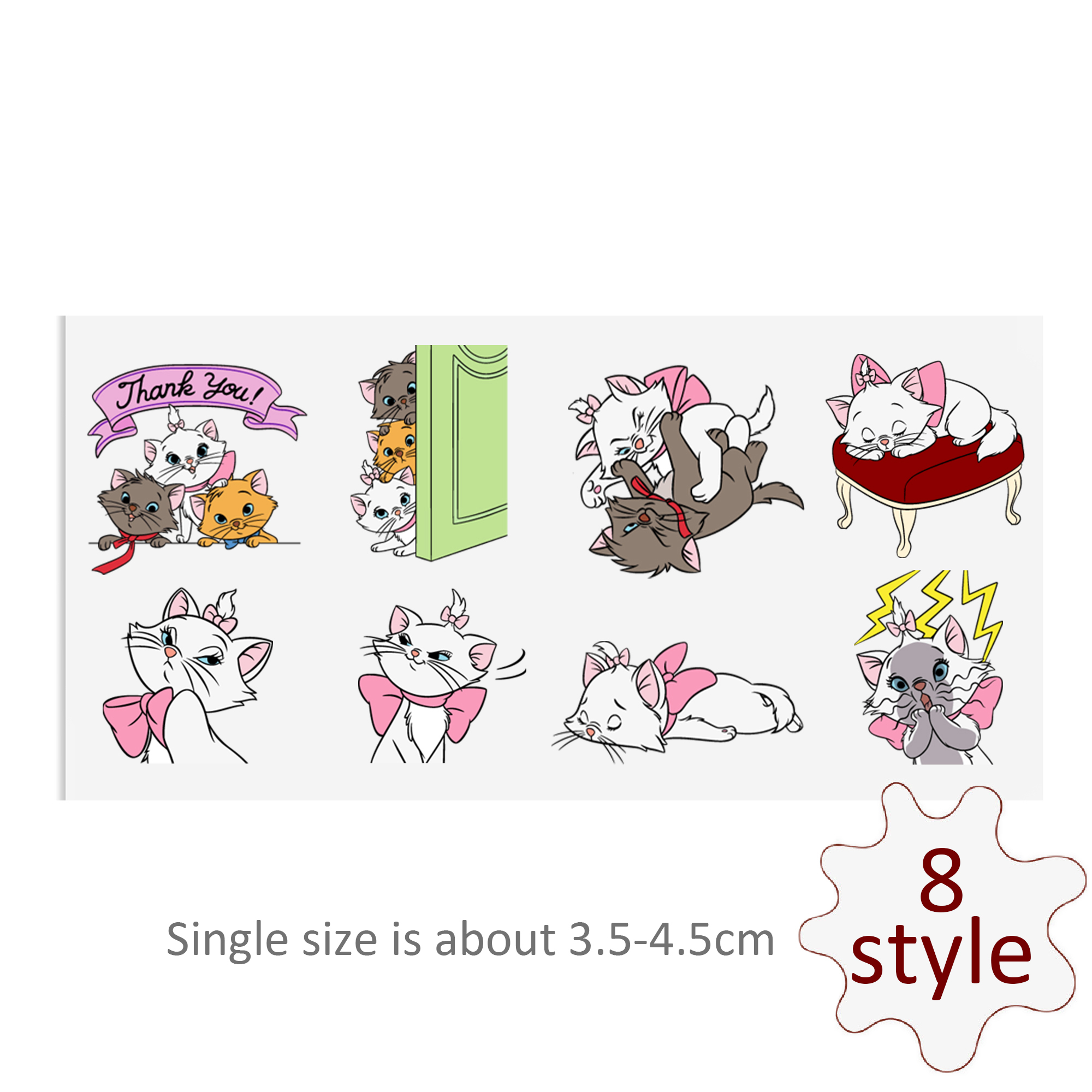Disney Marie Cat DTF Sticker Cool Personalize UV Wrap Transfer Sticker Custom Labels Cup Liptop DIY Logo Waterproof - Image 6