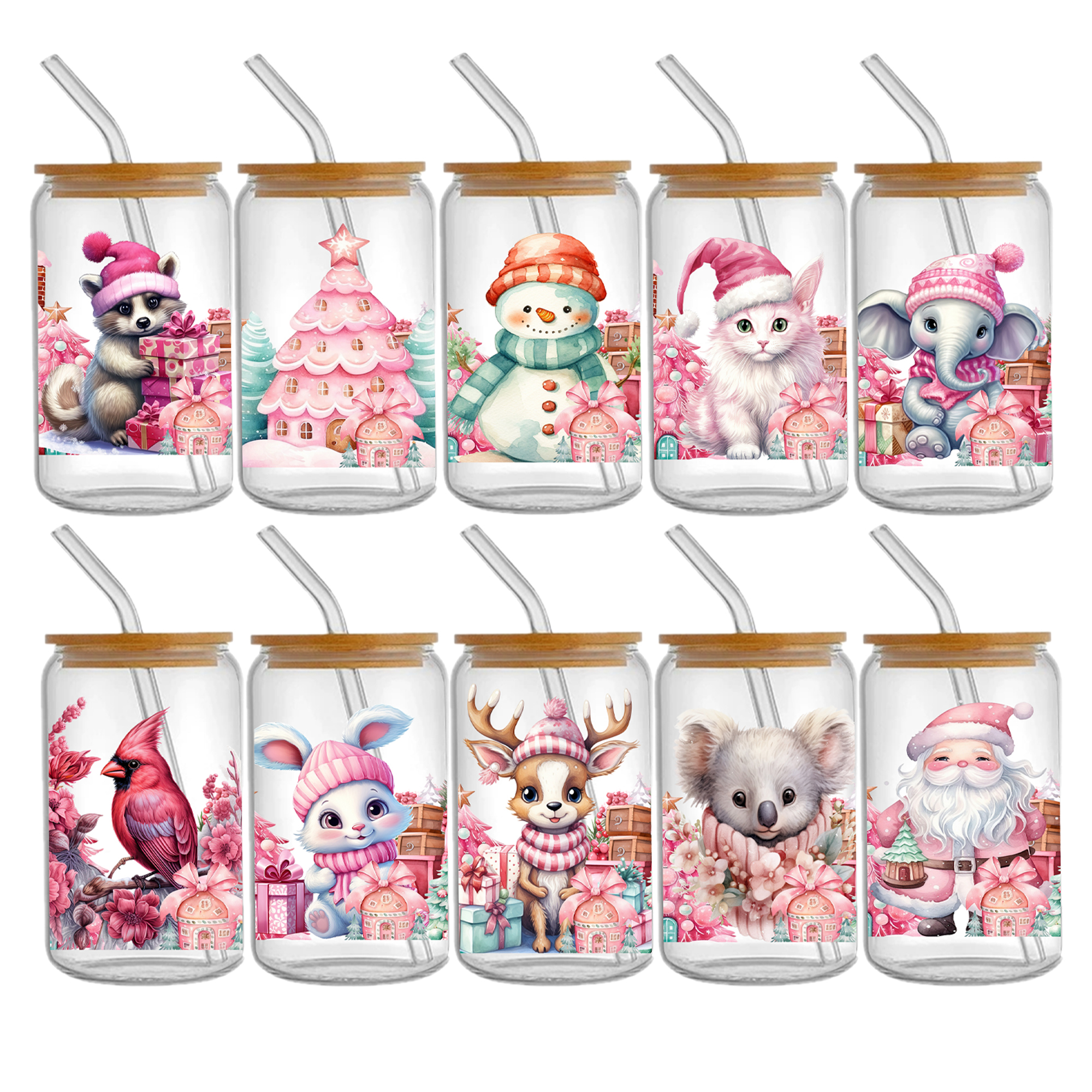 Pink Series Animal UV DTF Sticker For 16oz Cups Wrap Transfer Sticker Custom Labels DIY Logo Waterproof - Image 6