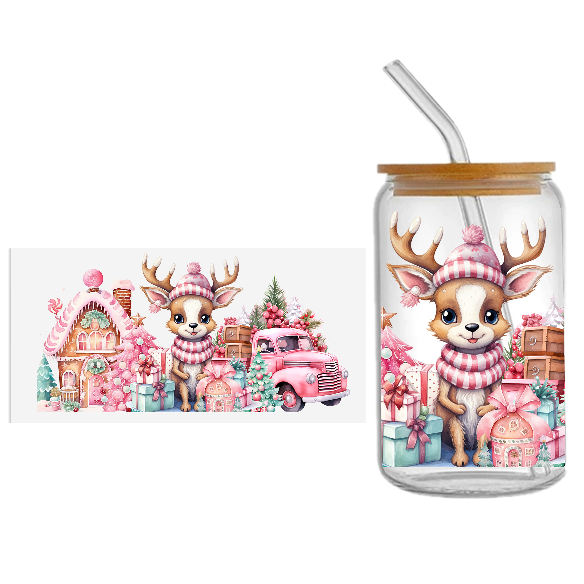 Pink Series Animal UV DTF Sticker For 16oz Cups Wrap Transfer Sticker Custom Labels DIY Logo Waterproof - Image 8