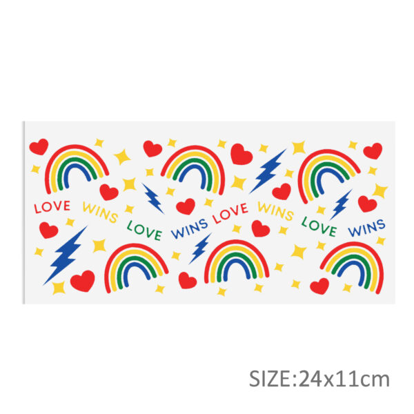 Rainbow 16oz Tumbler Template DTF Sticker Cup Cool Personalize UV Wrap Transfer Sticker Custom Label DIY Waterproof