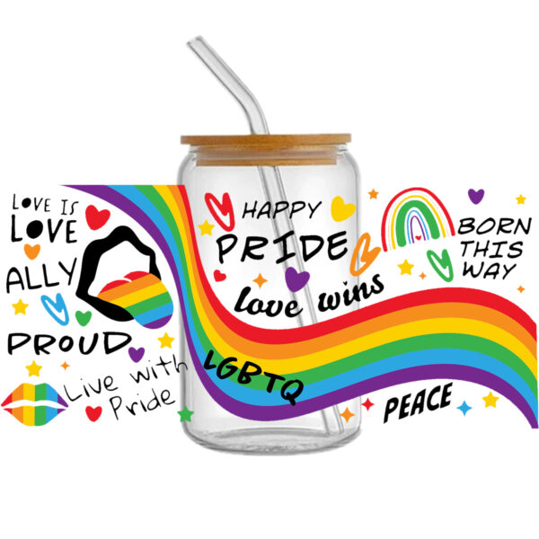 Rainbow 16oz Tumbler Template DTF Sticker Cup Cool Personalize UV Wrap Transfer Sticker Custom Label DIY Waterproof - Image 5