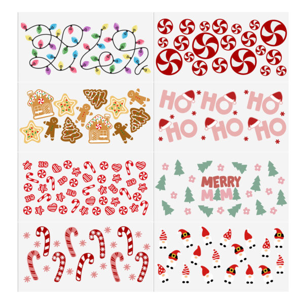 6-9pcs Christmas Pink Series UV DTF Sticker For 16oz Cups Wrap Transfer Sticker Custom Labels DIY Logo Waterproof - Image 2