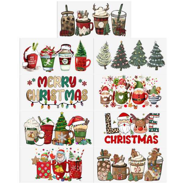 6-9pcs Christmas Pink Series UV DTF Sticker For 16oz Cups Wrap Transfer Sticker Custom Labels DIY Logo Waterproof - Image 3