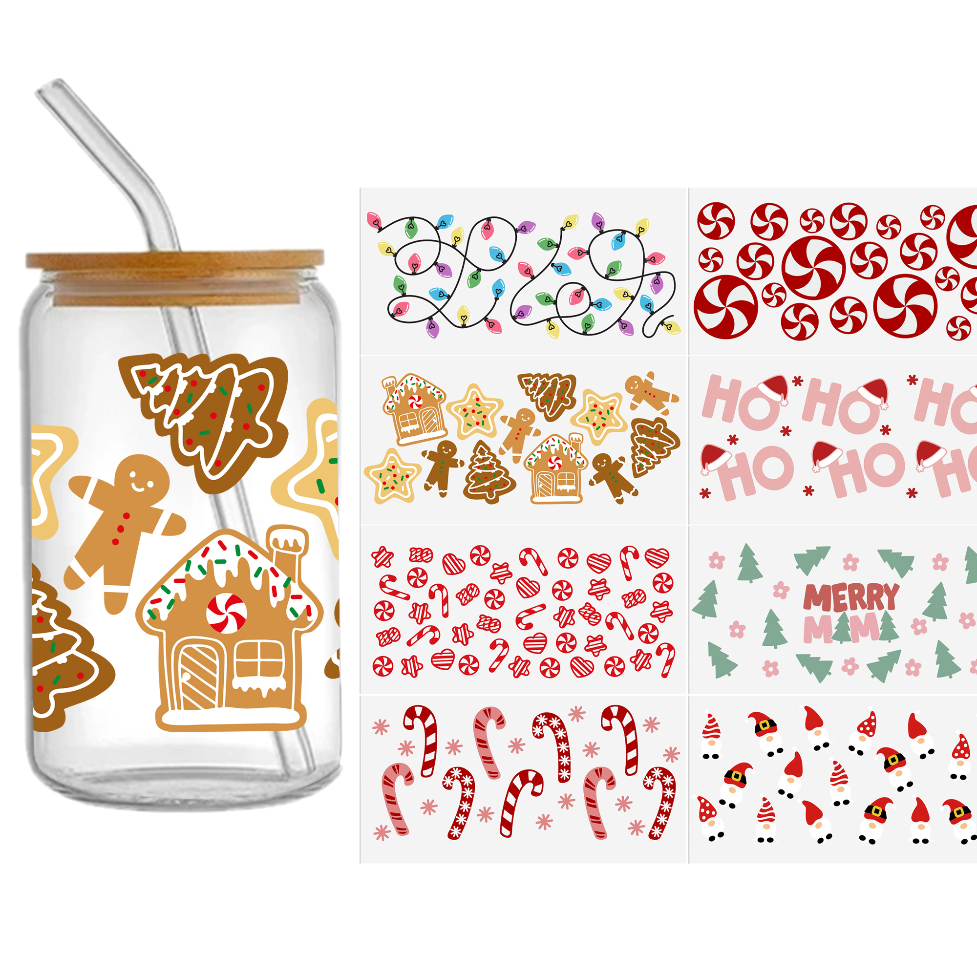 6-9pcs Christmas Pink Series UV DTF Sticker For 16oz Cups Wrap Transfer Sticker Custom Labels DIY Logo Waterproof - Image 7