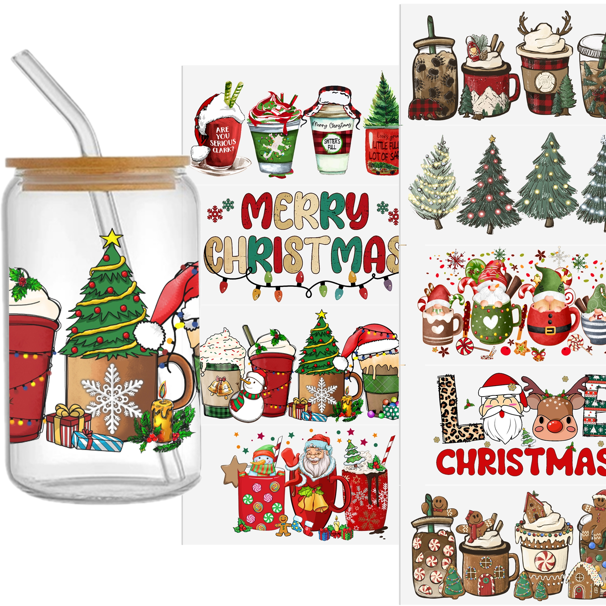 6-9pcs Christmas Pink Series UV DTF Sticker For 16oz Cups Wrap Transfer Sticker Custom Labels DIY Logo Waterproof - Image 9