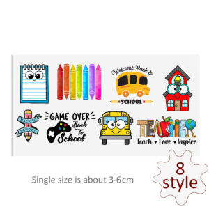 Back to School UV DTF Stickers Decals For Glass Cup Decoration Laptop Motorcycle Car Tumbler Waterproof Sticker