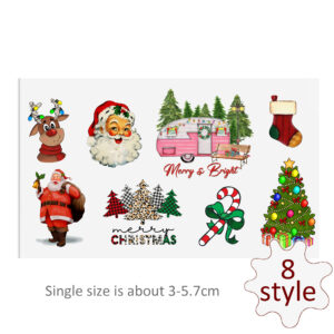 Christmas Series Santa Hat UV DTF Stickers For Glass Cup Decoration Laptop Motorcycle Car Waterproof Sticker For Girl Kids