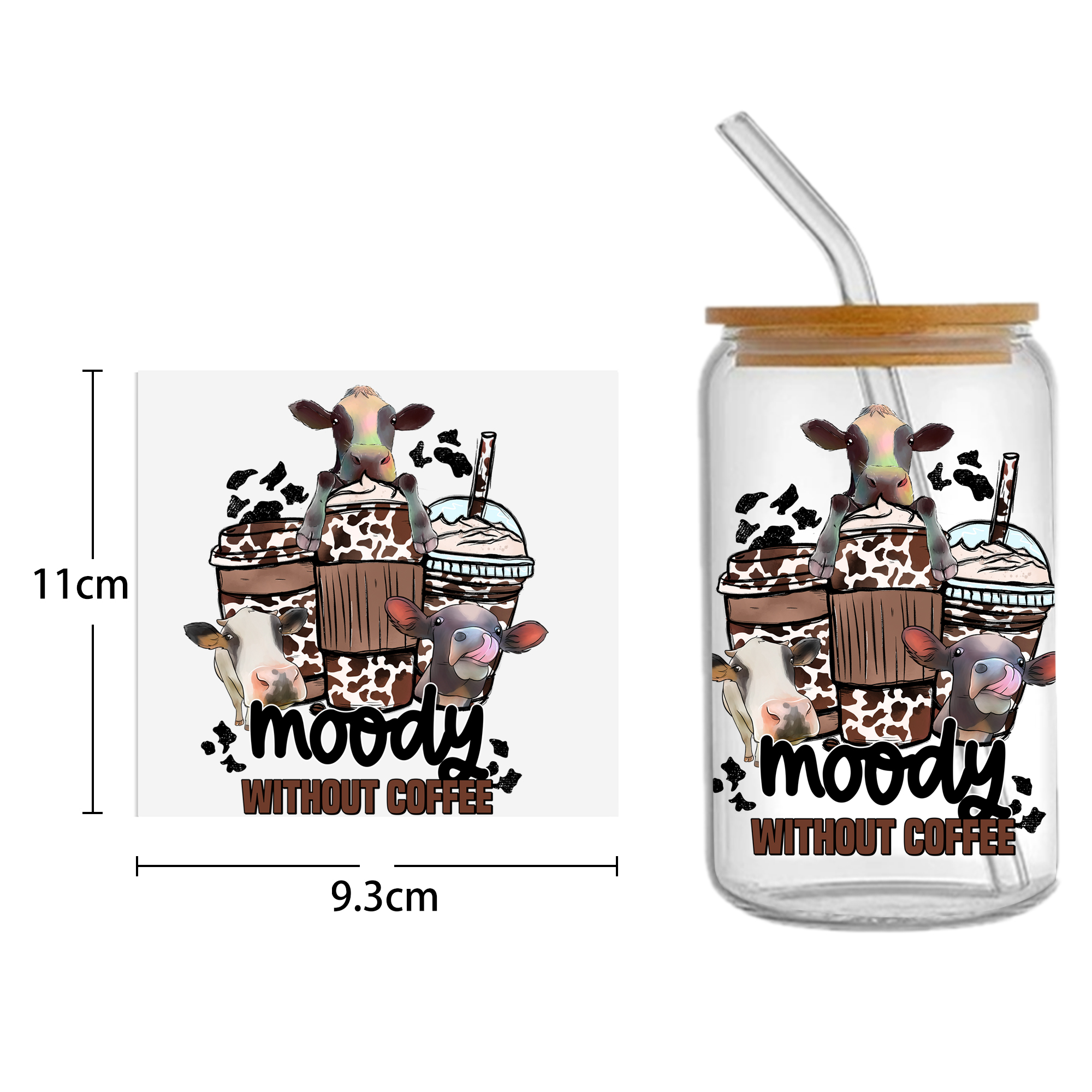 Sunflower Cow 16oz DTF Sticker For Cups Cool Personalize UV Wrap Transfer Sticker Custom Labels DIY Logo Waterproof - Image 2
