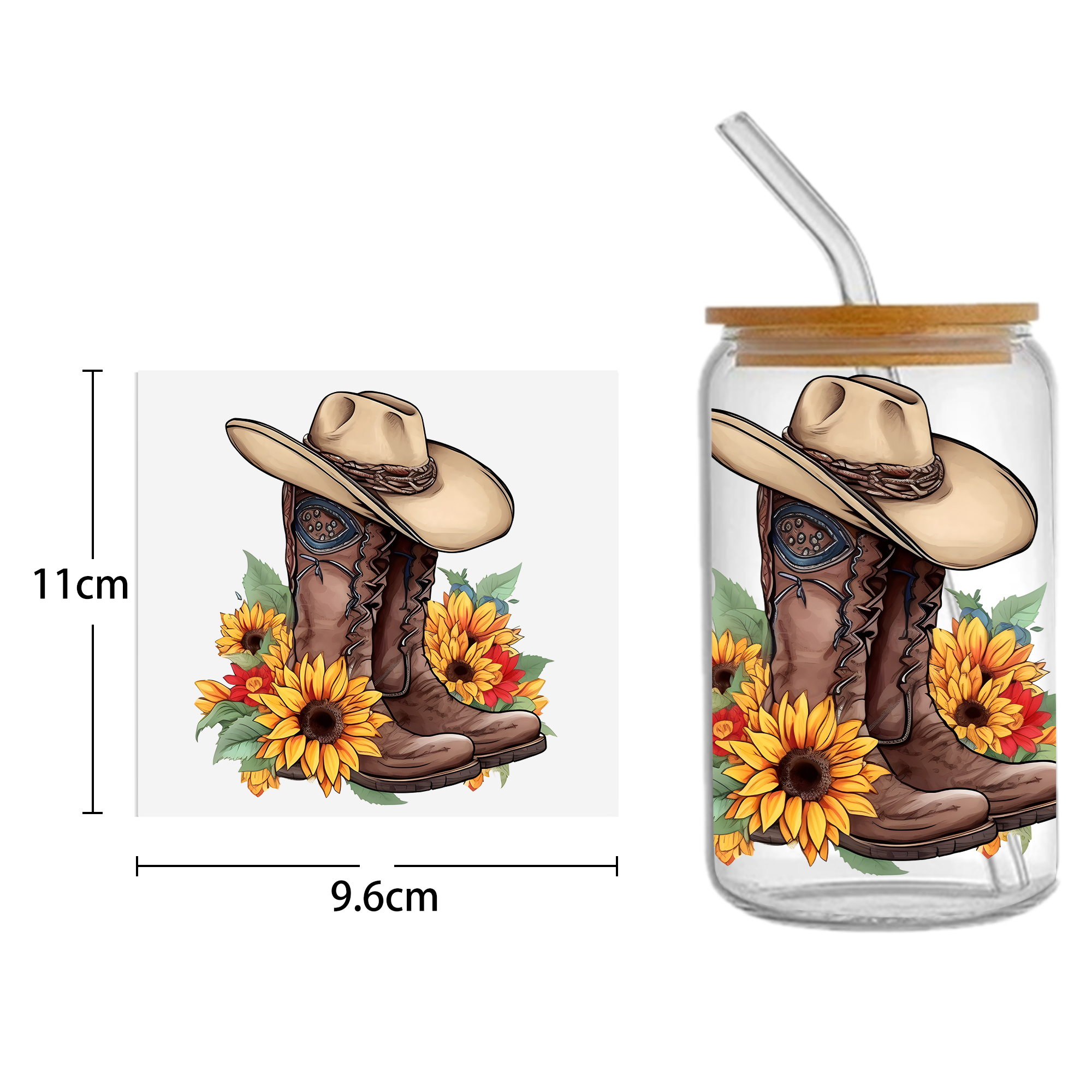 Sunflower Cow 16oz DTF Sticker For Cups Cool Personalize UV Wrap Transfer Sticker Custom Labels DIY Logo Waterproof - Image 32
