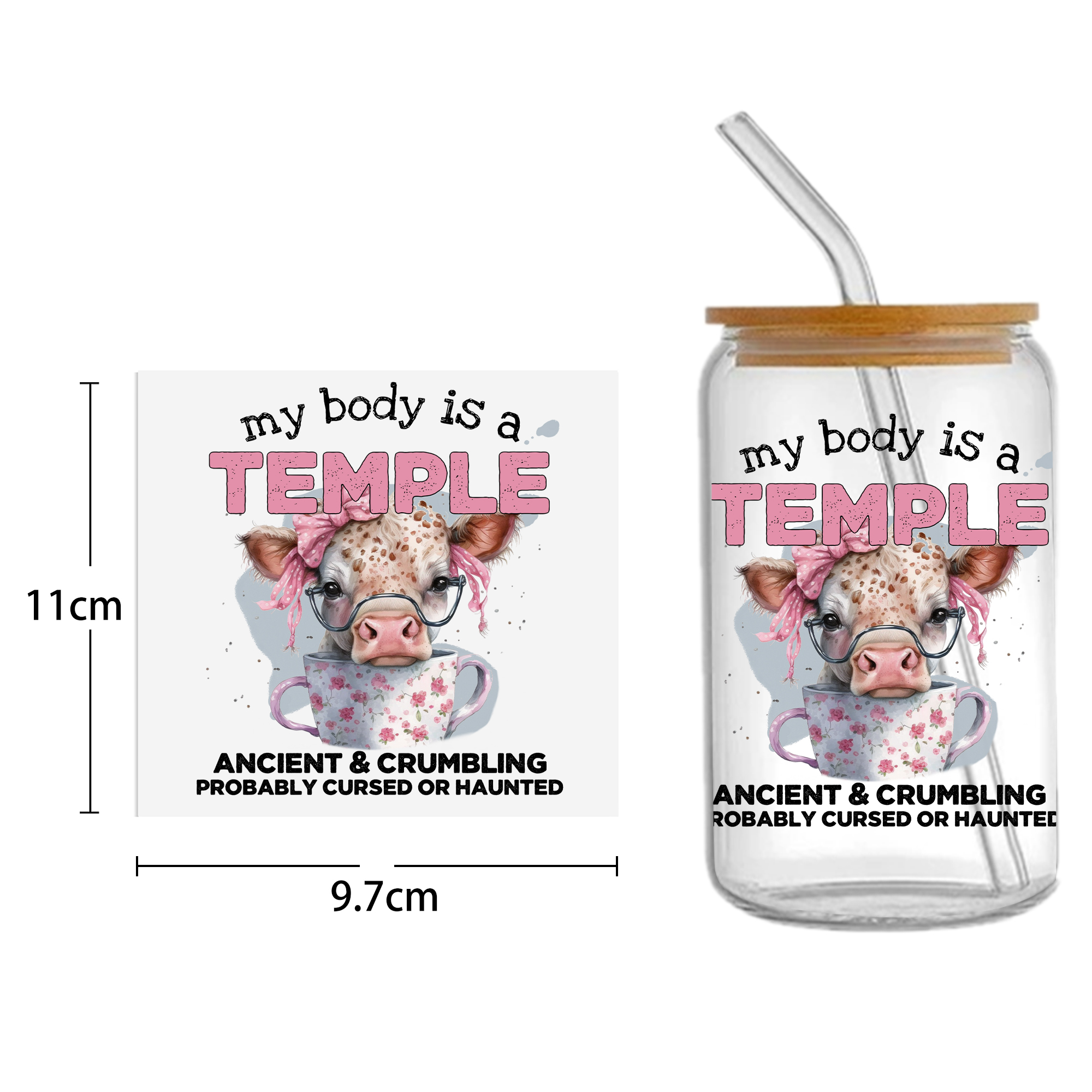 Sunflower Cow 16oz DTF Sticker For Cups Cool Personalize UV Wrap Transfer Sticker Custom Labels DIY Logo Waterproof - Image 42