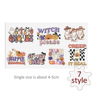 Cute Halloween Ghost Flower UV DTF Stickers Decals For Glass Cup Decoration Laptop Motorcycle Car Tumbler Waterproof Sticker