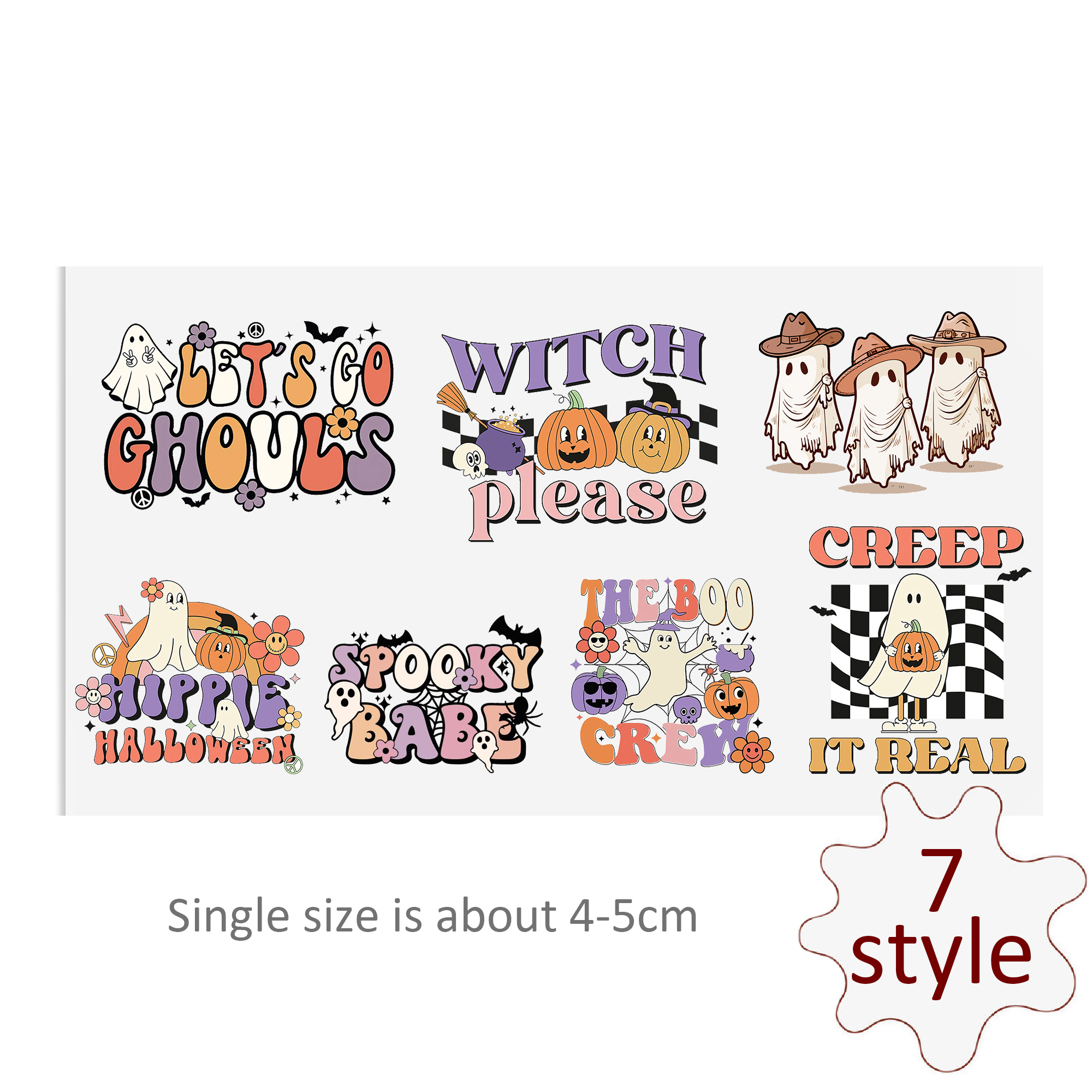 Cute Halloween Ghost Flower UV DTF Stickers Decals For Glass Cup Decoration Laptop Motorcycle Car Tumbler Waterproof Sticker