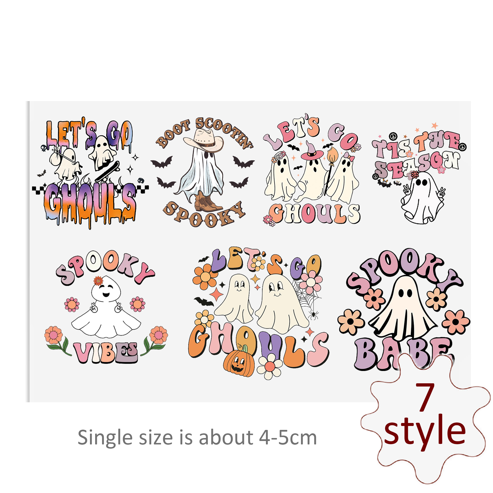 Cute Halloween Ghost Flower UV DTF Stickers Decals For Glass Cup Decoration Laptop Motorcycle Car Tumbler Waterproof Sticker - Image 2