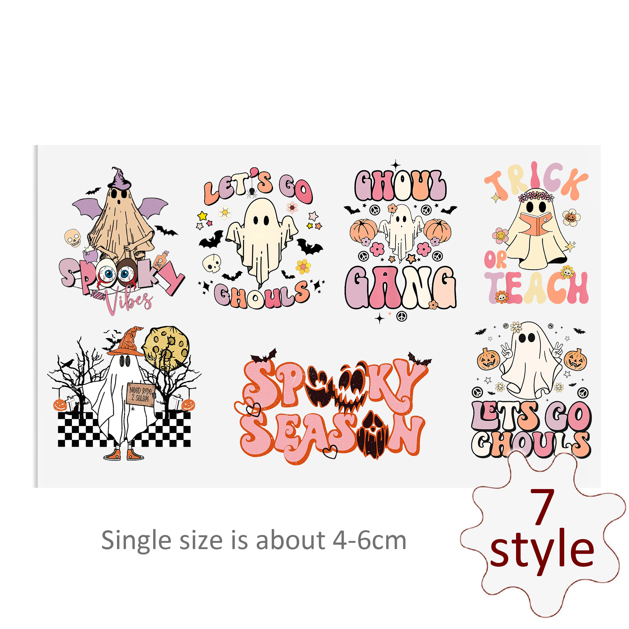 Cute Halloween Ghost Flower UV DTF Stickers Decals For Glass Cup Decoration Laptop Motorcycle Car Tumbler Waterproof Sticker - Image 3