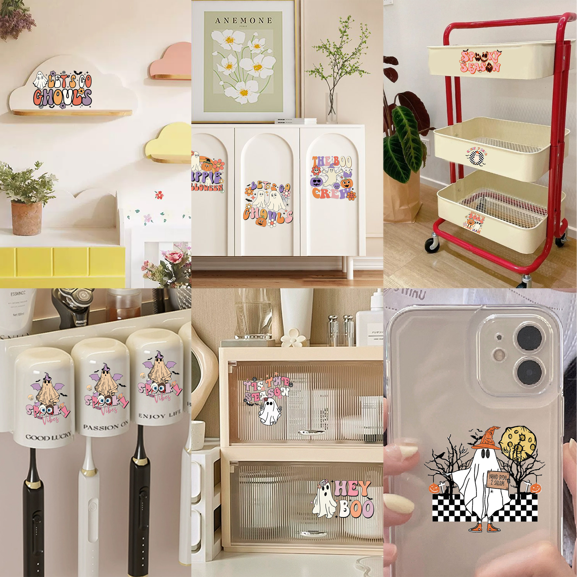 Cute Halloween Ghost Flower UV DTF Stickers Decals For Glass Cup Decoration Laptop Motorcycle Car Tumbler Waterproof Sticker - Image 8