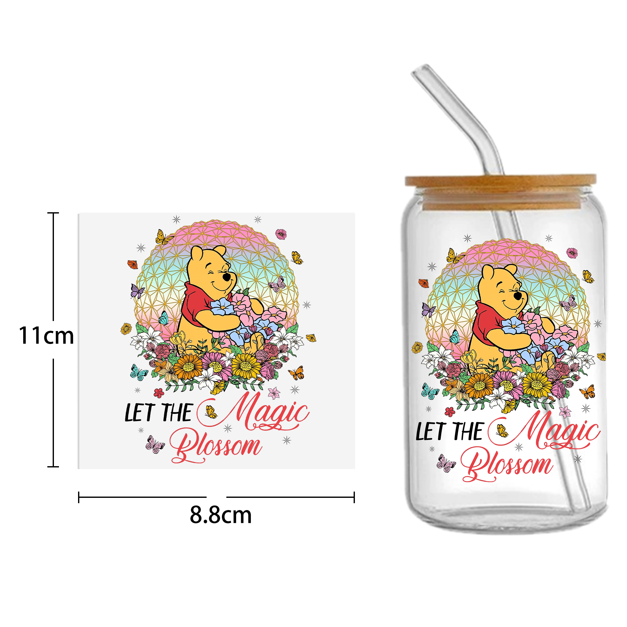 Winnie The Pooh 16oz Tumbler Template DTF Sticker Cup Cool Personalize UV Wrap Transfer Sticker Custom Label DIY Waterproof - Image 10