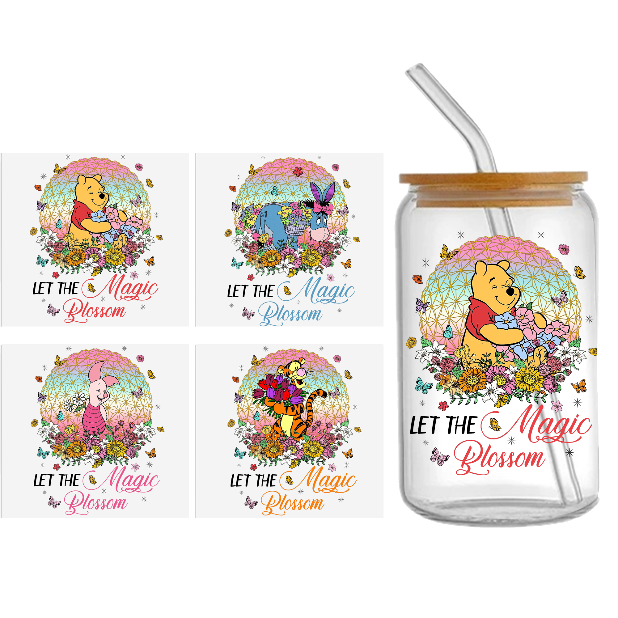 Winnie The Pooh 16oz Tumbler Template DTF Sticker Cup Cool Personalize UV Wrap Transfer Sticker Custom Label DIY Waterproof - Image 14
