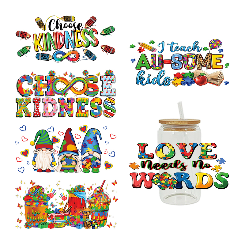 UV DTF Transfer Sticker For Autism Theme The 16oz Libbey Glasses Wraps Cup Can DIY Waterproof Easy To Use Custom Decals - Image 2