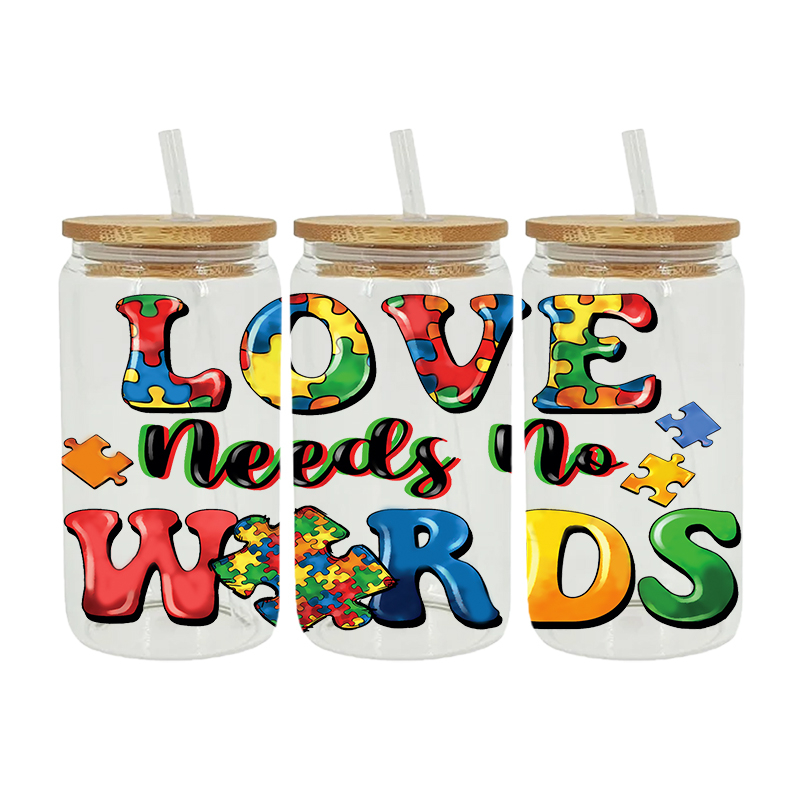 UV DTF Transfer Sticker For Autism Theme The 16oz Libbey Glasses Wraps Cup Can DIY Waterproof Easy To Use Custom Decals - Image 3