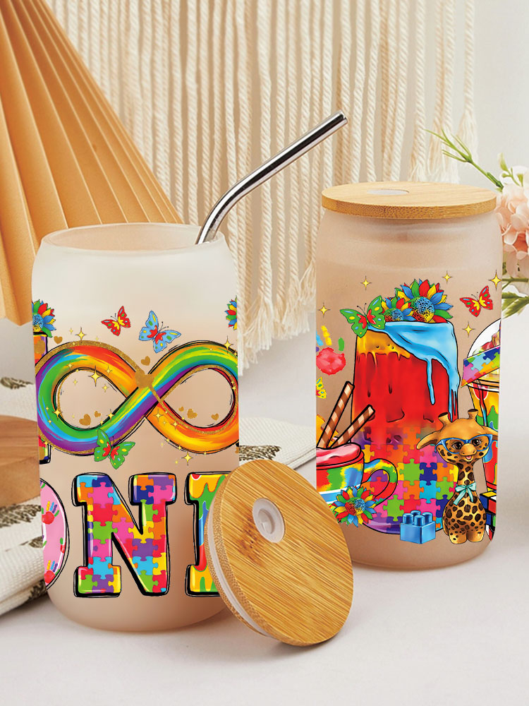 UV DTF Transfer Sticker For Autism Theme The 16oz Libbey Glasses Wraps Cup Can DIY Waterproof Easy To Use Custom Decals - Image 4