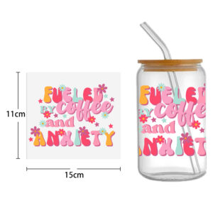 Letters Rainbow DTF Sticker For Cups Personalize UV Wrap Transfer Sticker Custom Labels DIY Logo Waterproof