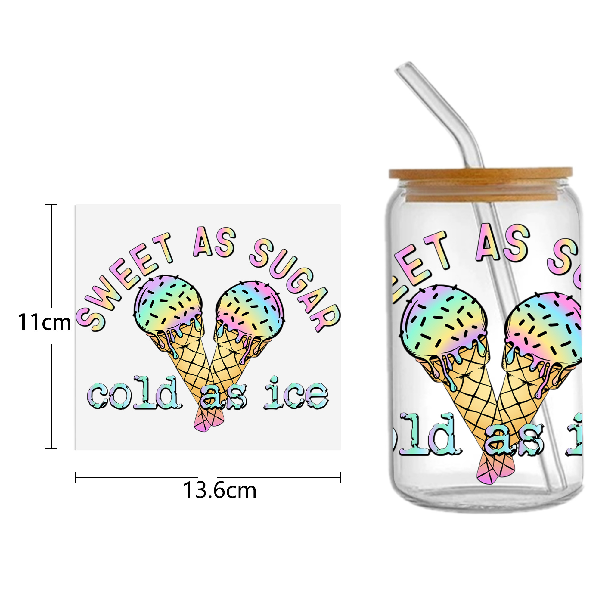 Letters Rainbow DTF Sticker For Cups Personalize UV Wrap Transfer Sticker Custom Labels DIY Logo Waterproof - Image 7