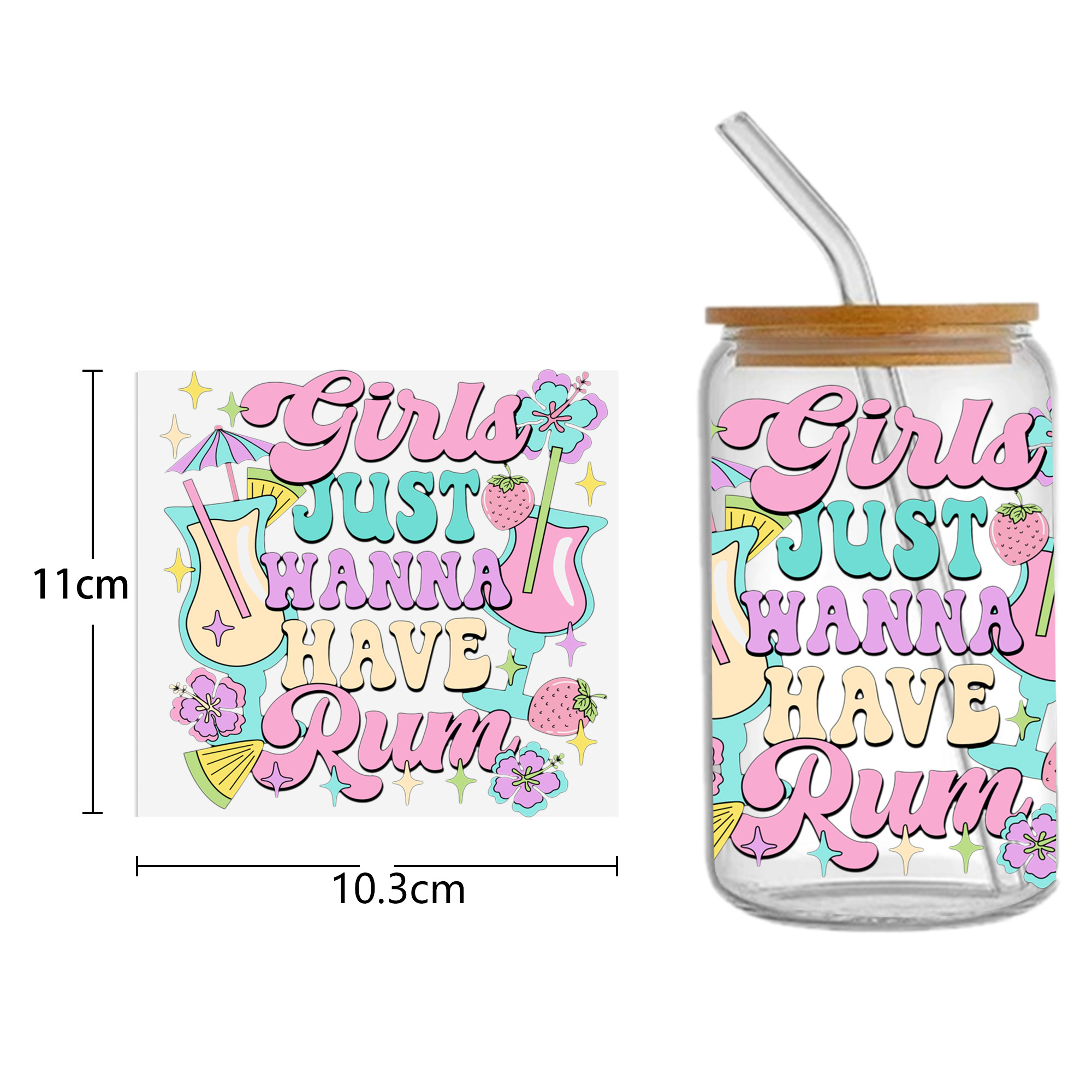 Letters Rainbow DTF Sticker For Cups Personalize UV Wrap Transfer Sticker Custom Labels DIY Logo Waterproof - Image 17