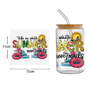 Summer Flip Flops Beach UV DTF Sticker For 16oz Cups Wrap Transfer Sticker Custom Labels DIY Logo Waterproof