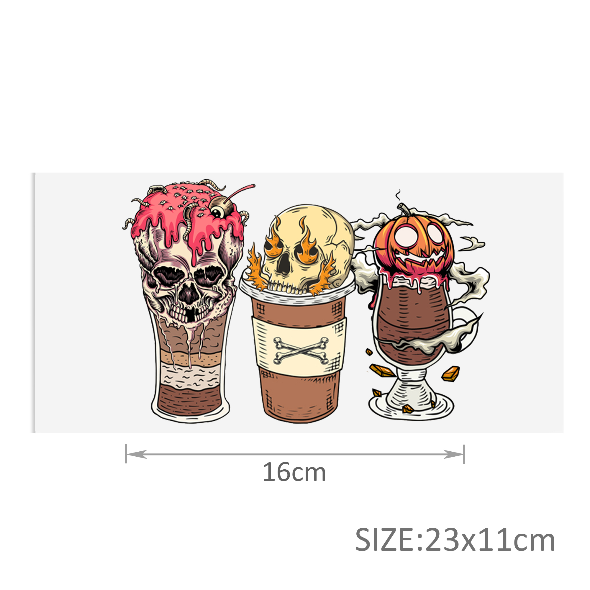 Personalize Halloween Skull UV DTF Sticker For 16oz Cups Wrap Transfer DecalSticker Custom Labels DIY Logo