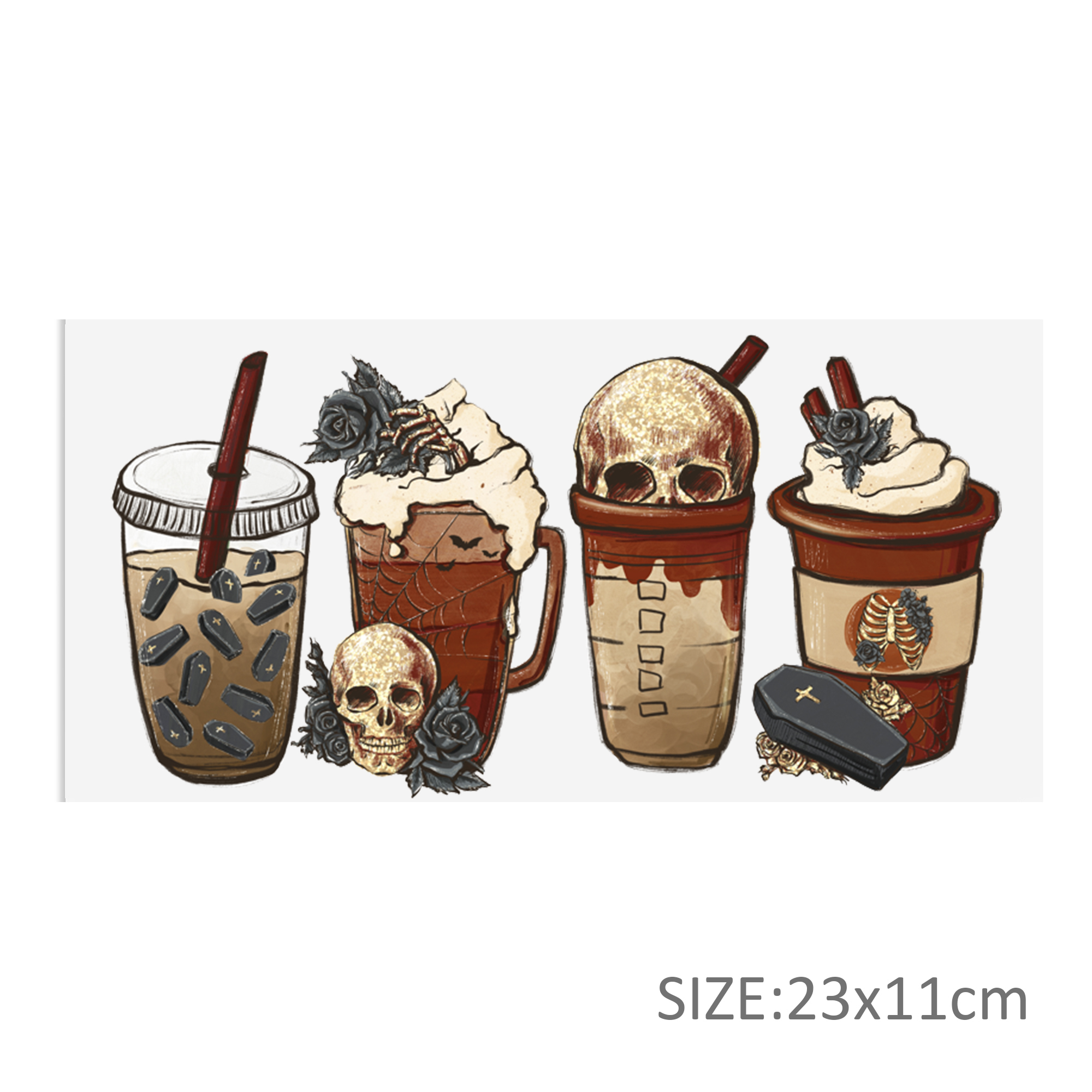 Personalize Halloween Skull UV DTF Sticker For 16oz Cups Wrap Transfer DecalSticker Custom Labels DIY Logo - Image 18