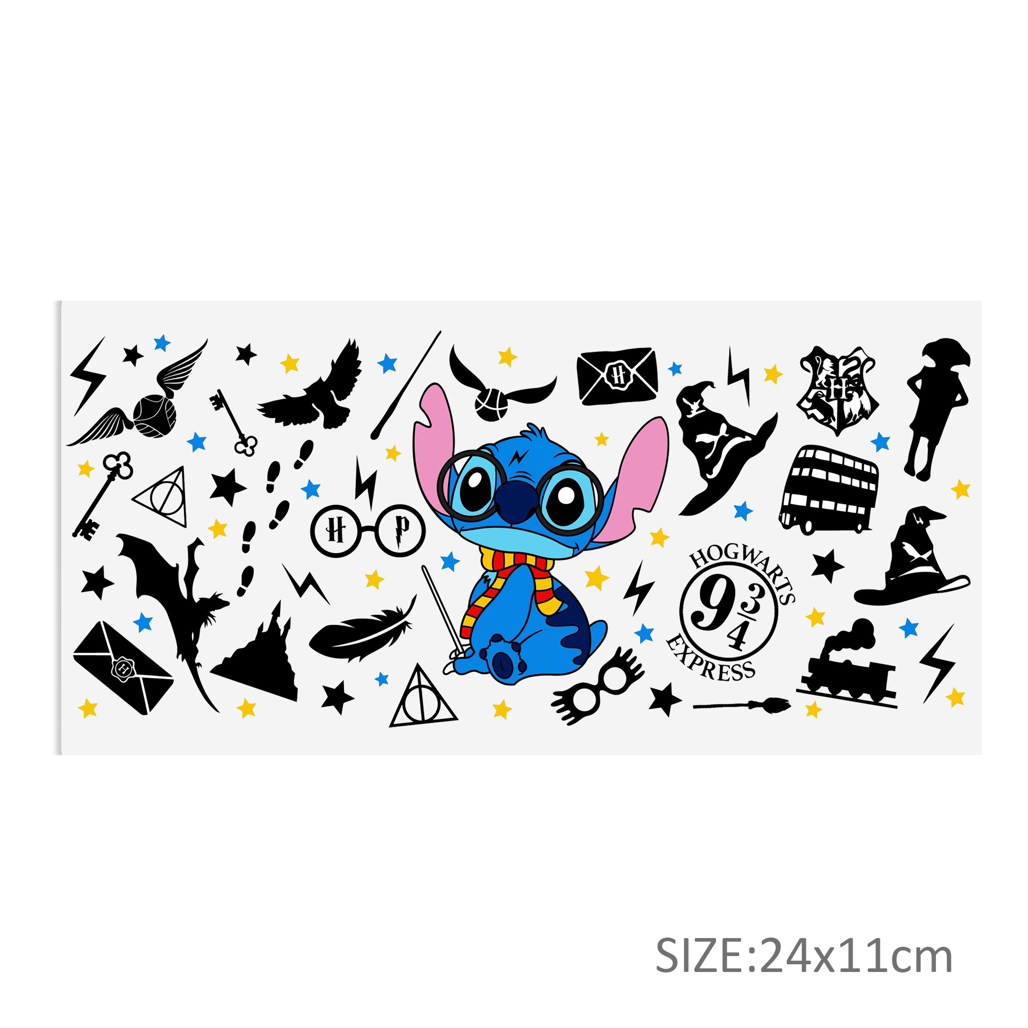 Disney Stitch 16oz DTF Sticker Cups Cool Personalize UV Wrap Transfer Sticker Custom Labels DIY Logo Waterproof