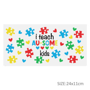 Autism Awareness 16oz DTF Sticker Cups Cool Personalize UV Wrap Transfer Sticker Custom Labels DIY Waterproof