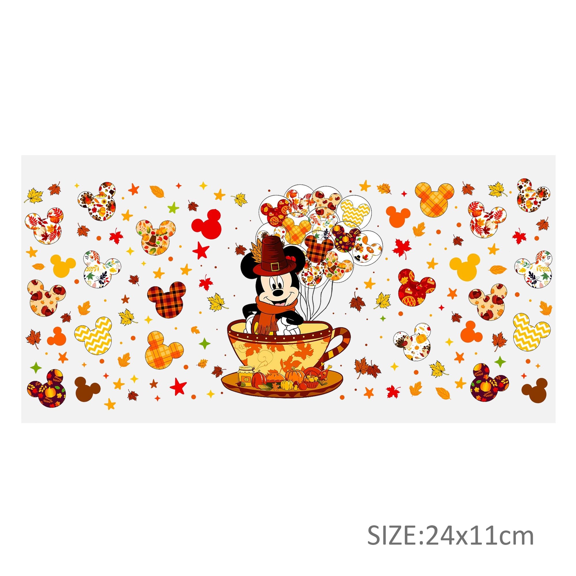 Disney Thanksgiving Day 16oz DTF Sticker Cups Cool Personalize UV Wrap Transfer Sticker Custom Labels DIY Logo Waterproof