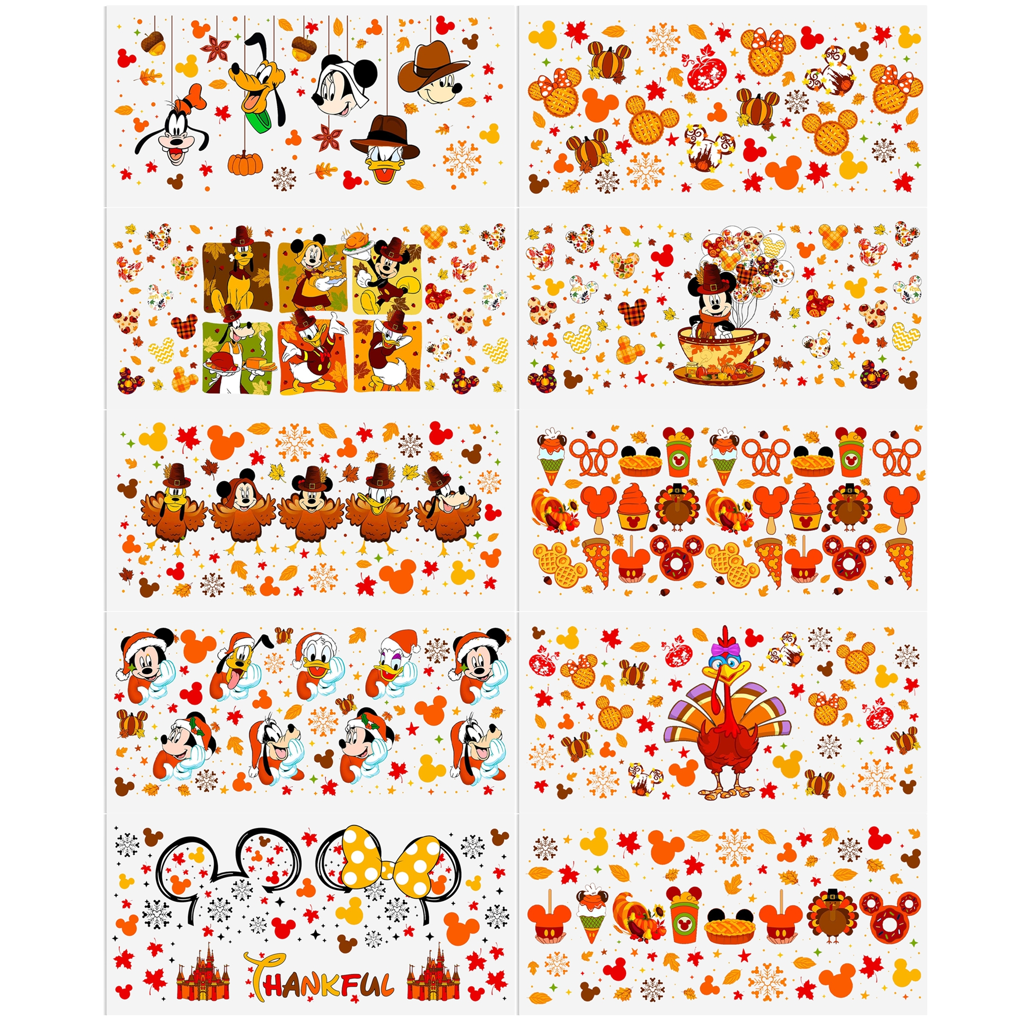 Disney Thanksgiving Day 16oz DTF Sticker Cups Cool Personalize UV Wrap Transfer Sticker Custom Labels DIY Logo Waterproof - Image 4