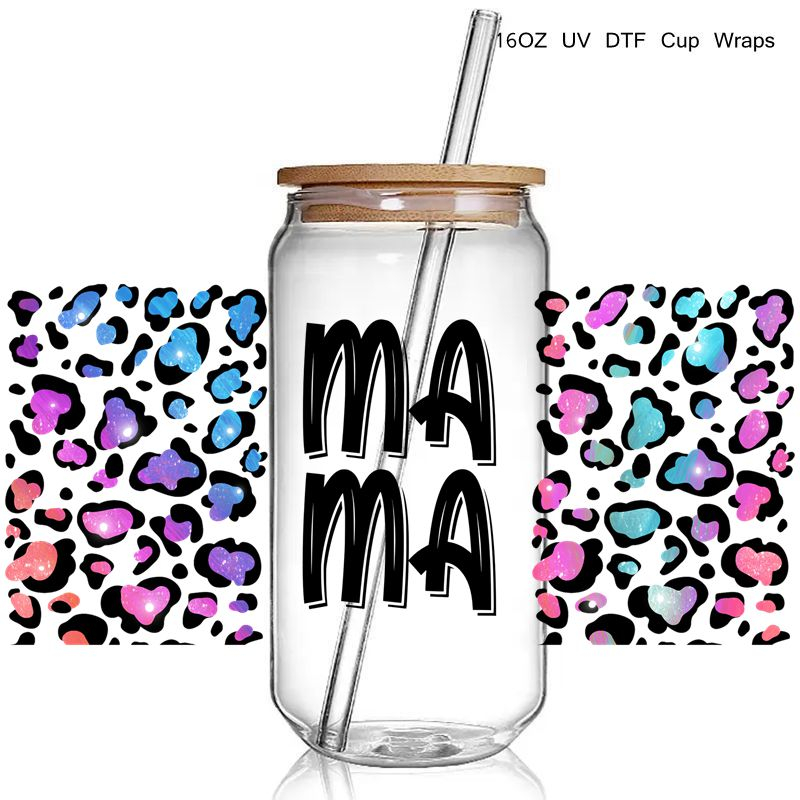 Wife Mama Leaf Design 3d UV DTF Transfer Sticker Print For Wraps Glass Cans Bottles DIY Waterproof