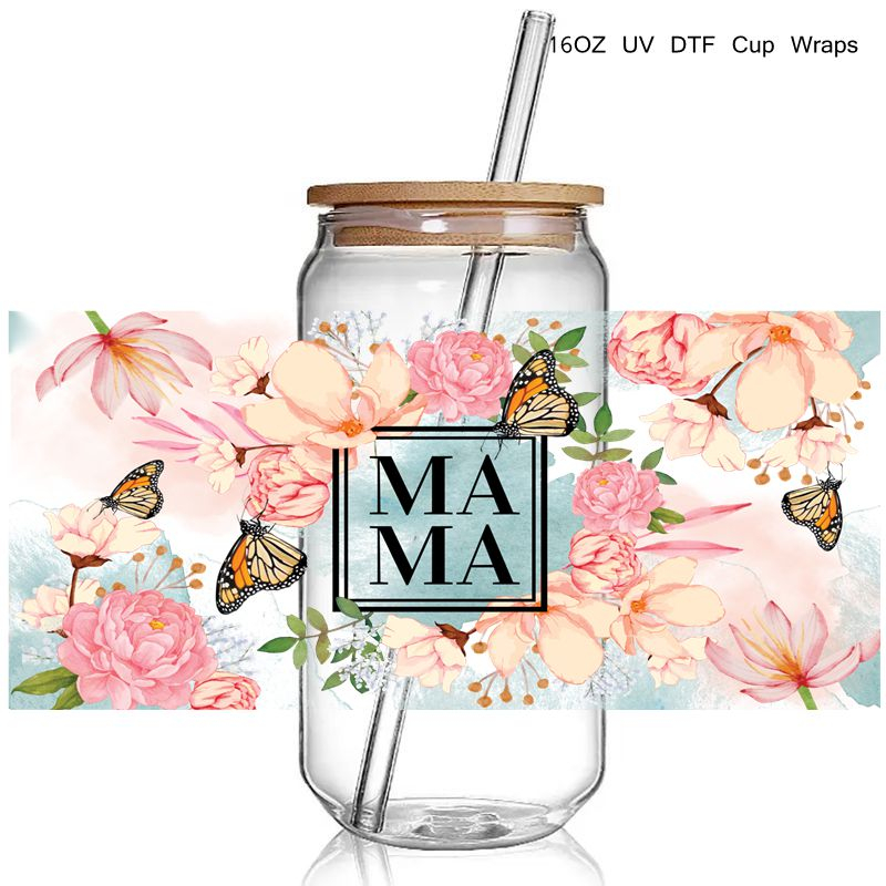 Wife Mama Leaf Design 3d UV DTF Transfer Sticker Print For Wraps Glass Cans Bottles DIY Waterproof - Image 7