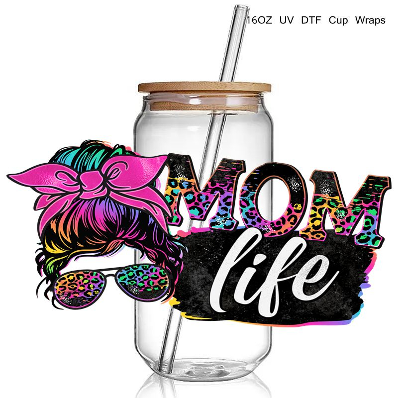 Wife Mama Leaf Design 3d UV DTF Transfer Sticker Print For Wraps Glass Cans Bottles DIY Waterproof - Image 8
