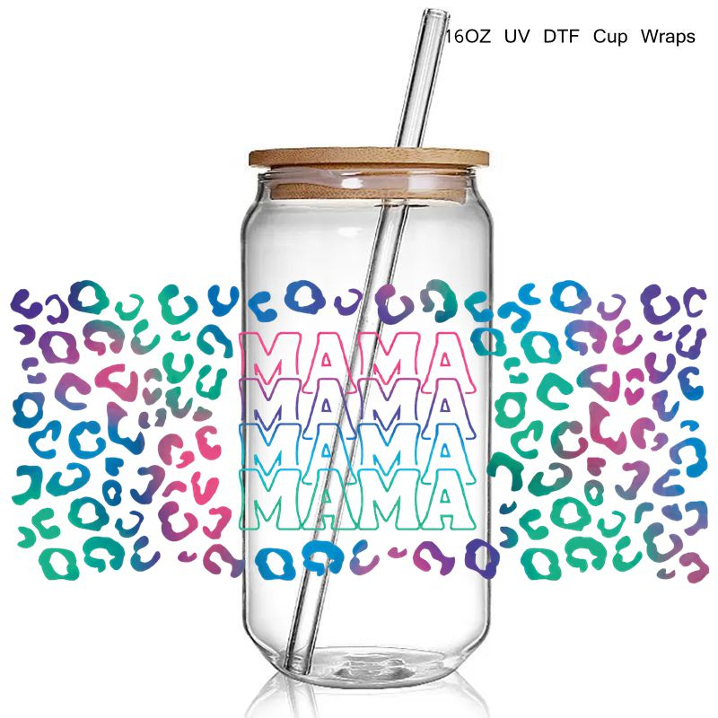 Wife Mama Leaf Design 3d UV DTF Transfer Sticker Print For Wraps Glass Cans Bottles DIY Waterproof - Image 9
