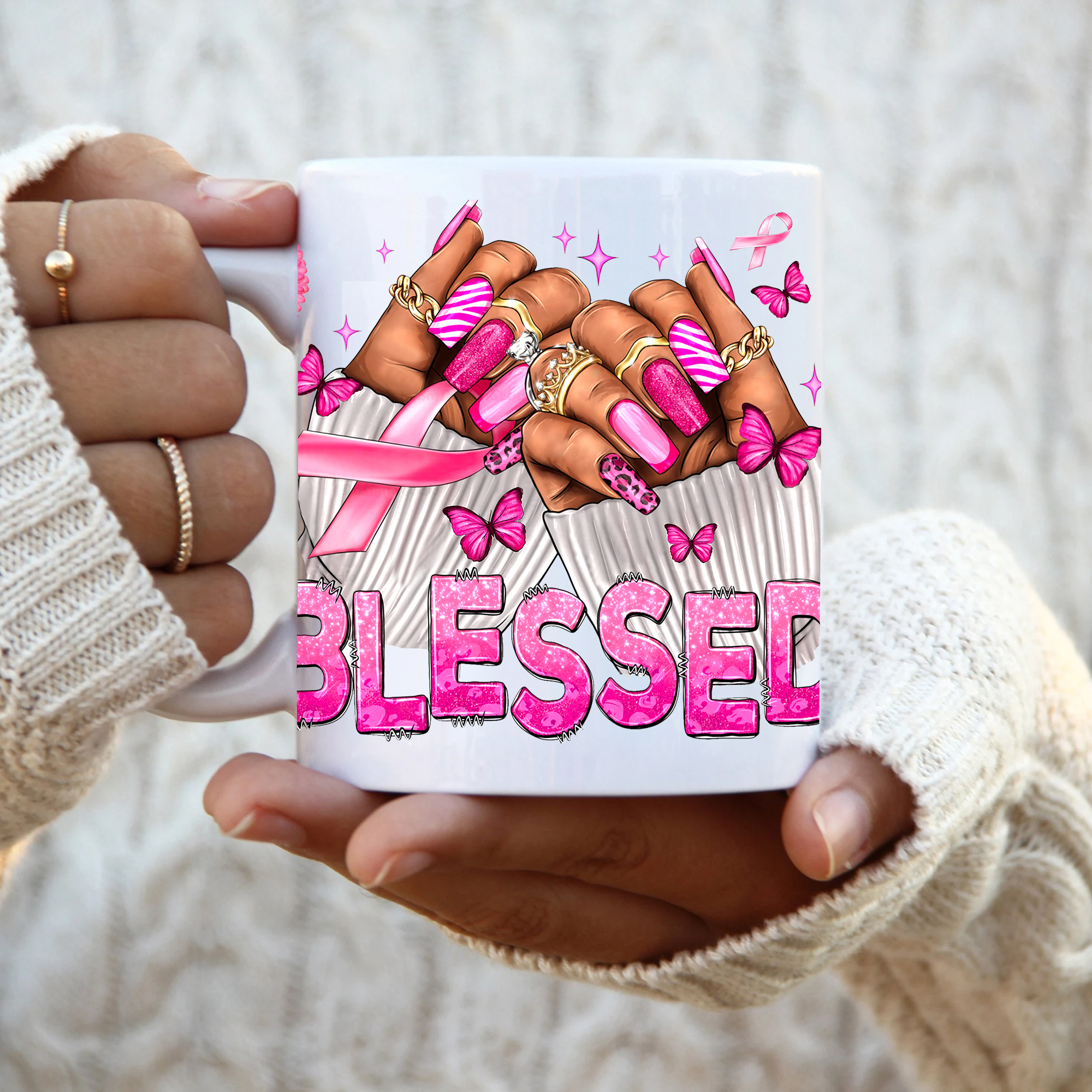 Breast Cancer Waterproof Stickers UV DTF Sticker For 16oz Cups Transfer Sticker Custom Labels DIY Logo Waterproof - Image 10