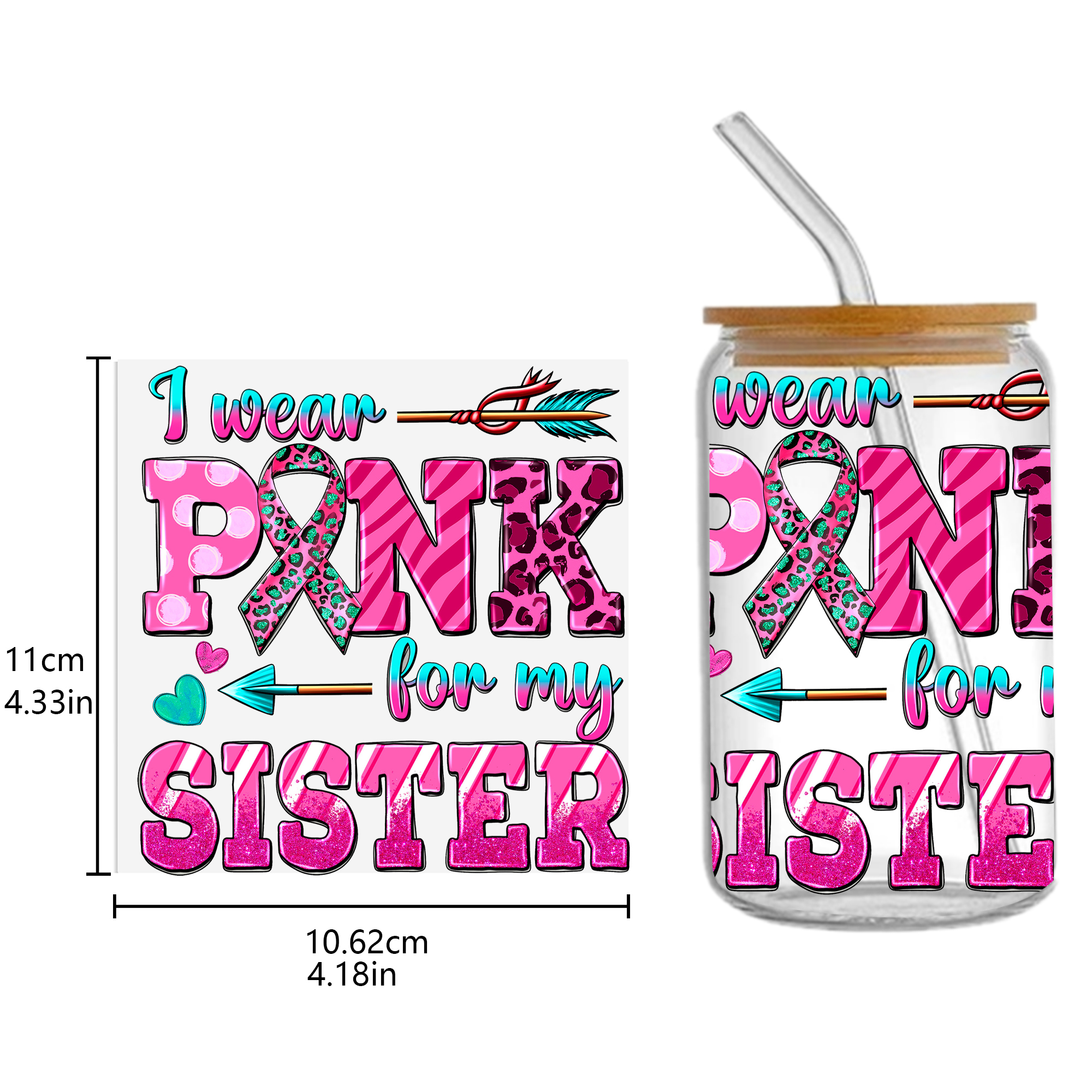 Breast Cancer Waterproof Stickers UV DTF Sticker For 16oz Cups Transfer Sticker Custom Labels DIY Logo Waterproof - Image 11