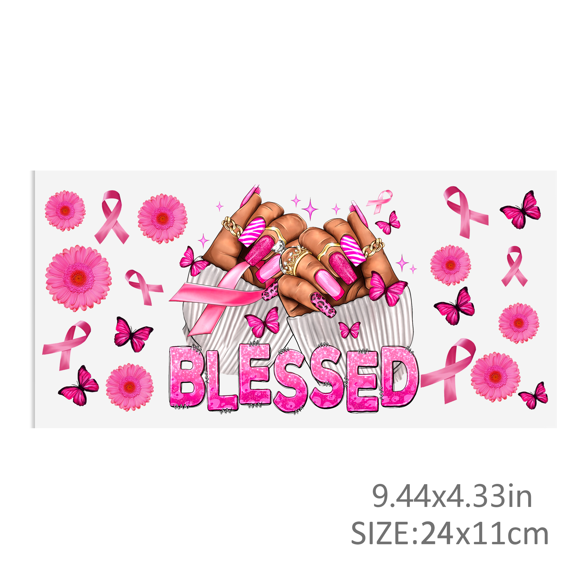 Breast Cancer Waterproof Stickers UV DTF Sticker For 16oz Cups Transfer Sticker Custom Labels DIY Logo Waterproof - Image 12