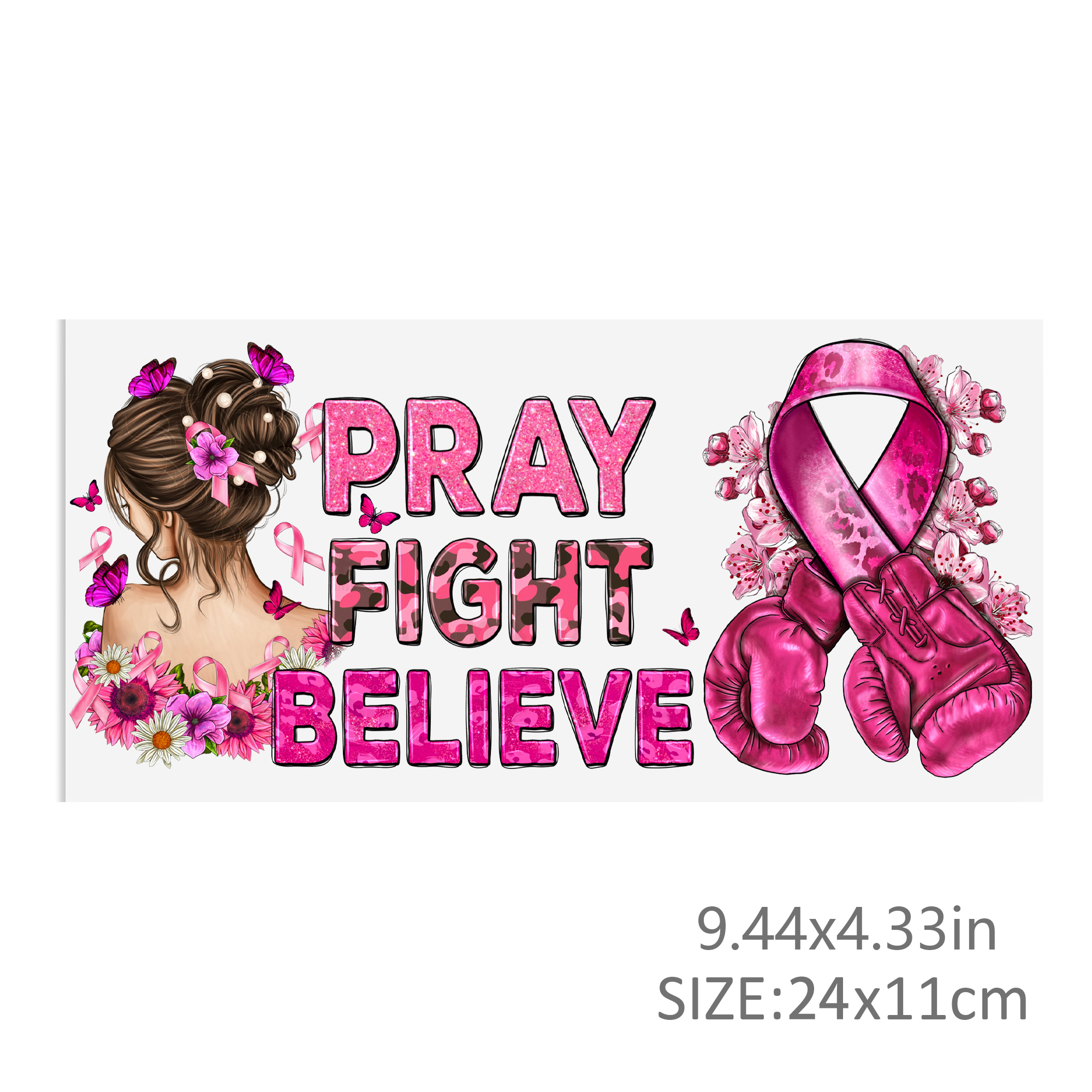 Breast Cancer Waterproof Stickers UV DTF Sticker For 16oz Cups Transfer Sticker Custom Labels DIY Logo Waterproof - Image 14