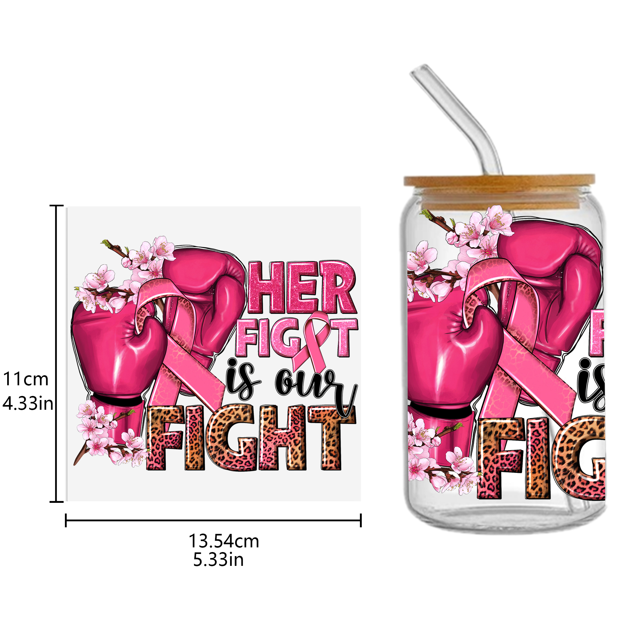 Breast Cancer Waterproof Stickers UV DTF Sticker For 16oz Cups Transfer Sticker Custom Labels DIY Logo Waterproof - Image 17