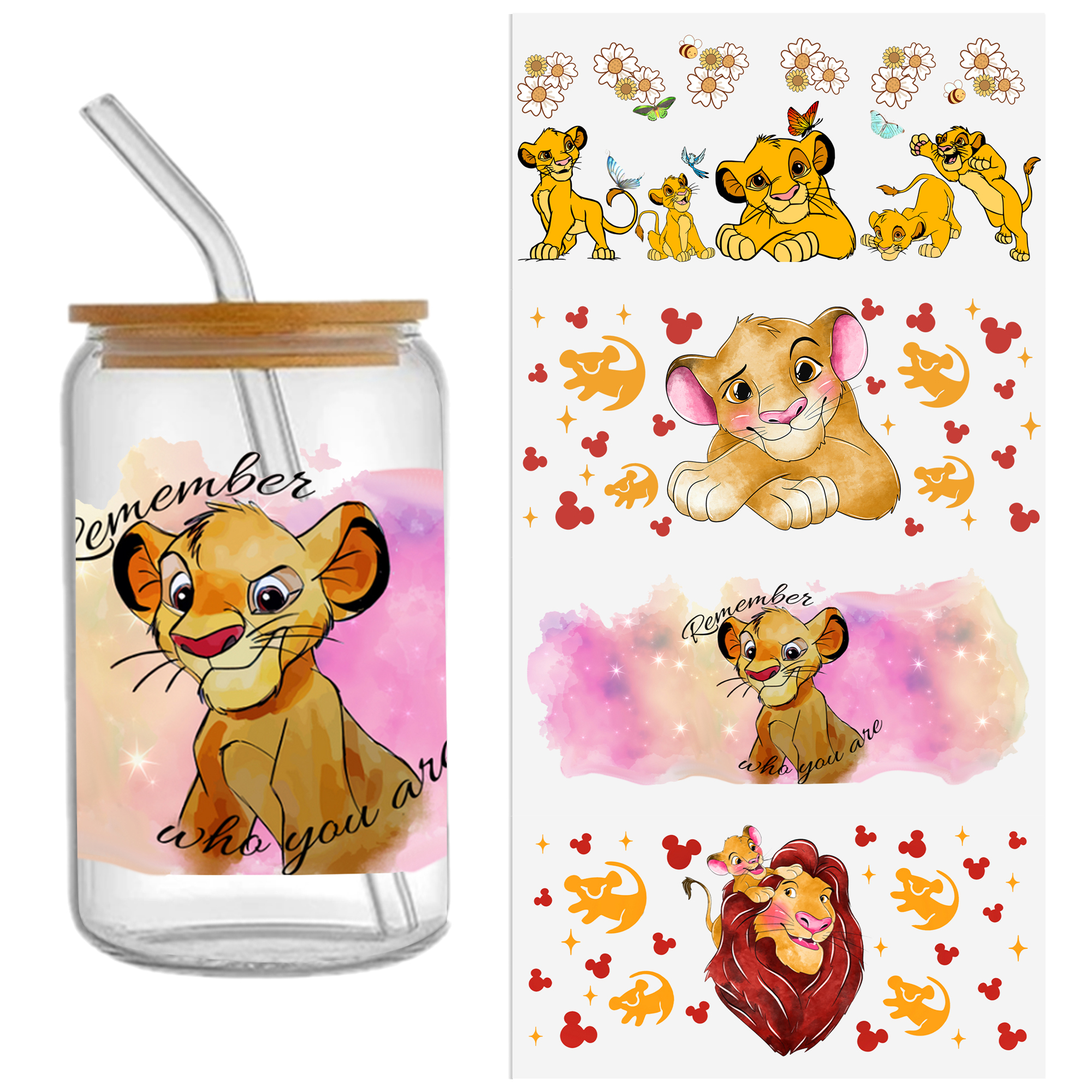 4-6pcs Disney Lion King Winnie UV DTF Sticker For 16oz Cups Wrap Transfer Sticker Custom Labels DIY Logo Waterproof - Image 5