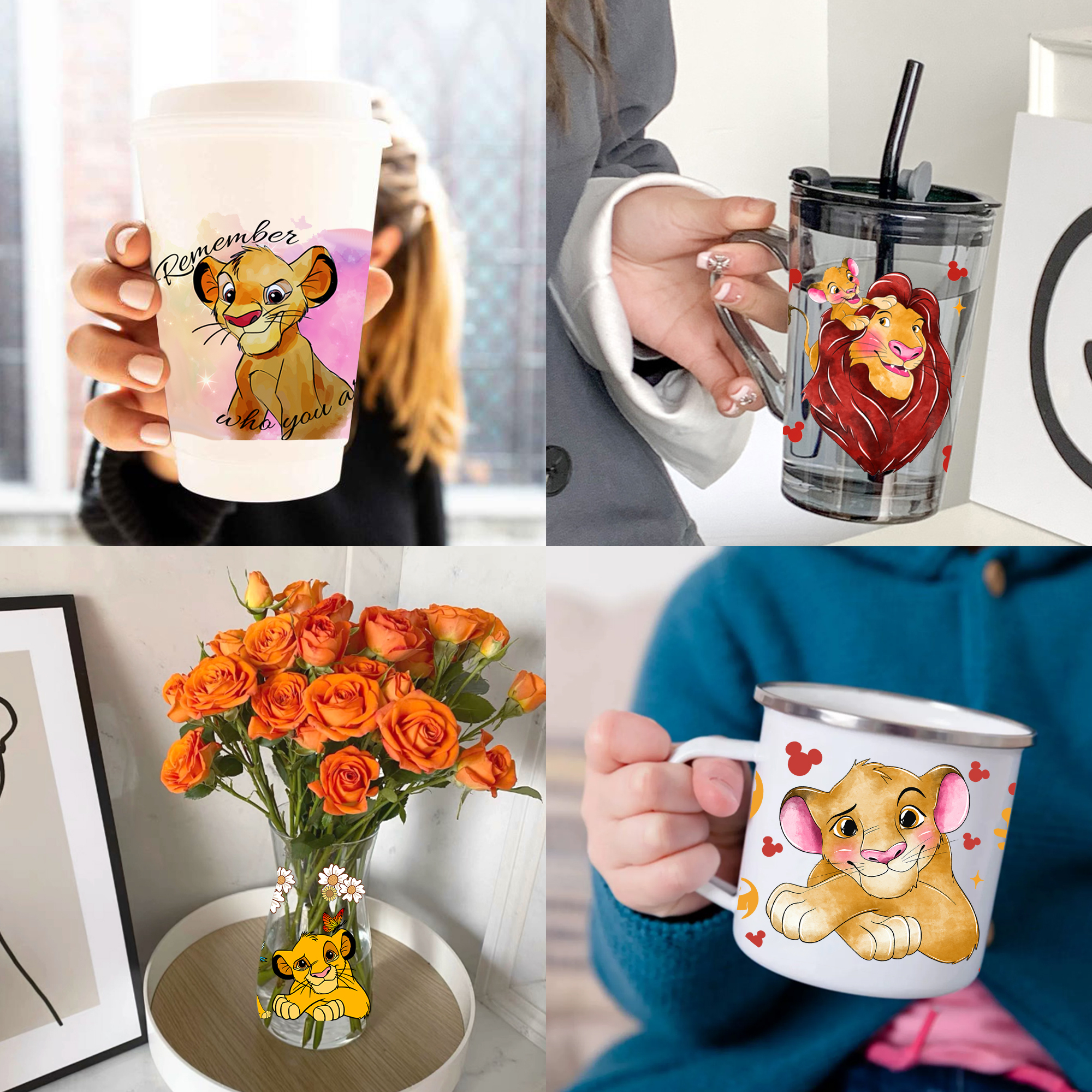 4-6pcs Disney Lion King Winnie UV DTF Sticker For 16oz Cups Wrap Transfer Sticker Custom Labels DIY Logo Waterproof - Image 7