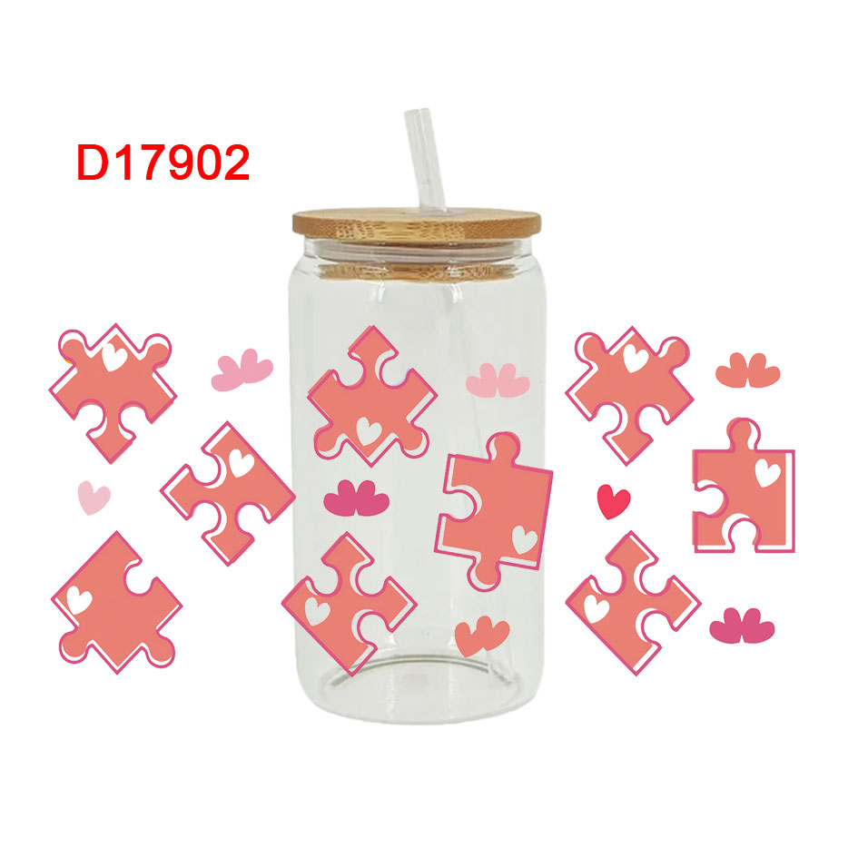 Autism Themed UV DTF Transfer Sticker For The 16oz Libbey Glasses Wraps Cup Can DIY Waterproof - Image 9